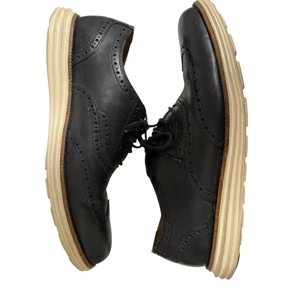COLE HAAN Black Lace Up Casual Leather Dress Shoes Men 11